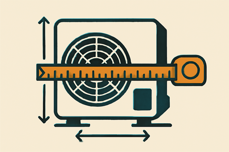 Een airco buitenunit opmeten (illustratie)
