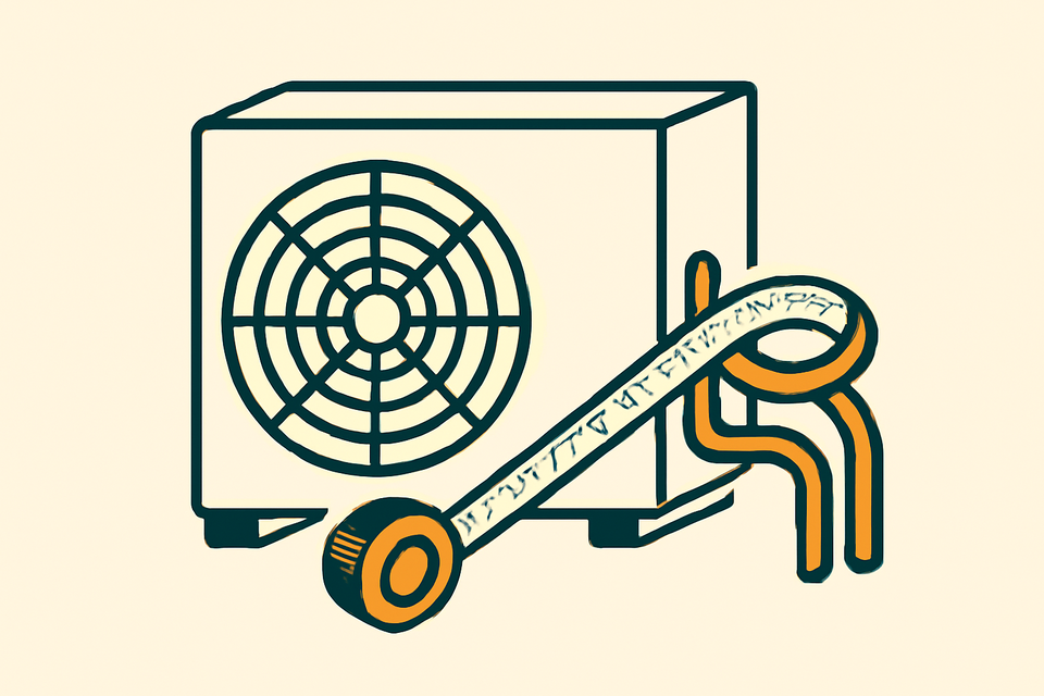 Buitenunit met leidingen opmeten (illustratie)