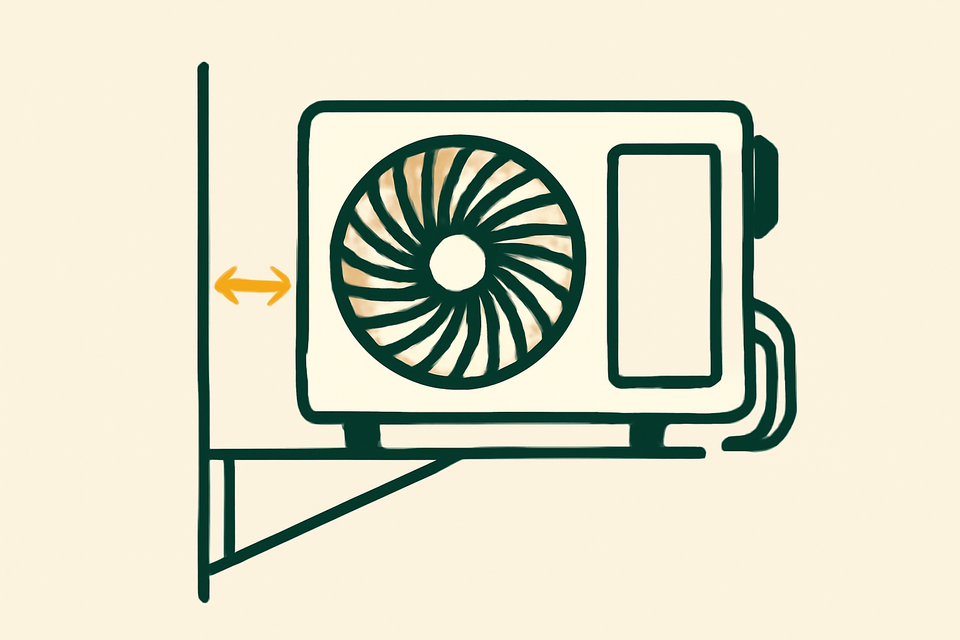 Buitenunit op een muurbeugel wegwerken (illustratie)